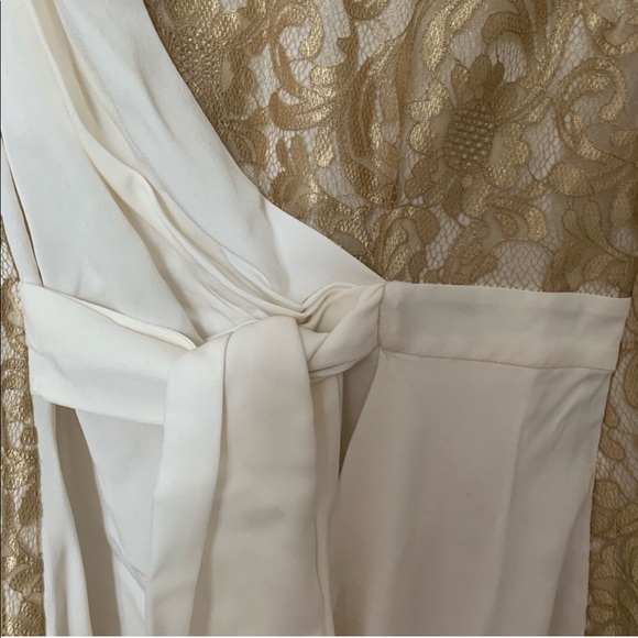 Diane Von Furstenberg Lace Gold Cream Dress 4 - Picture 3 of 6